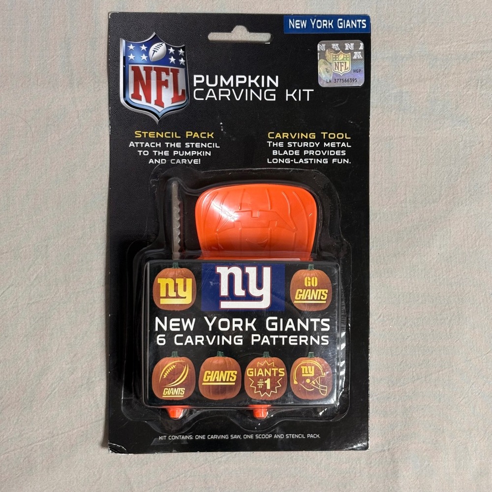 NFL New York Giants Pumpkin Carving Kit 6 Stencils Saw Scoop Halloween Fan Gear